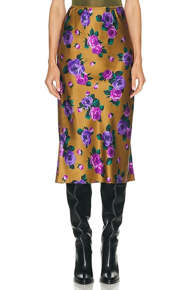 Saint Laurent Slip Skirt in Kaki Rose Violet