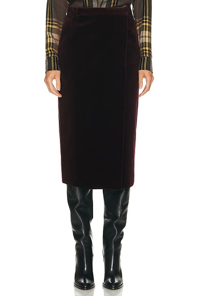 Saint Laurent Pencil Skirt in Vino