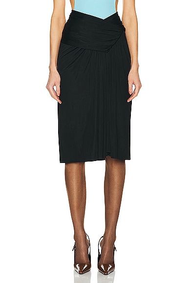 Jersey Ruched Midi Skirt