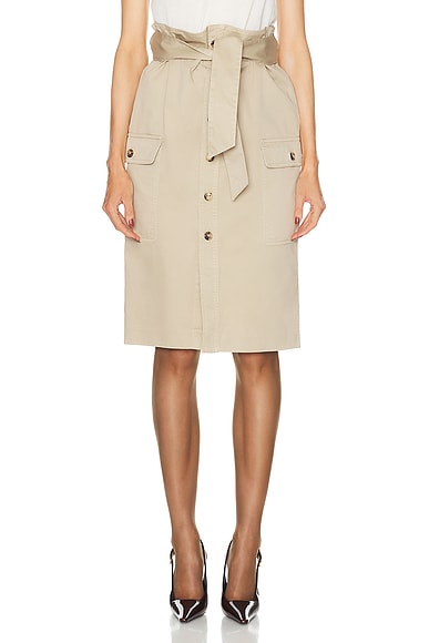 Shop Saint Laurent Button Front Skirt In Royal Beige