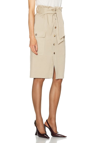 Shop Saint Laurent Button Front Skirt In Royal Beige