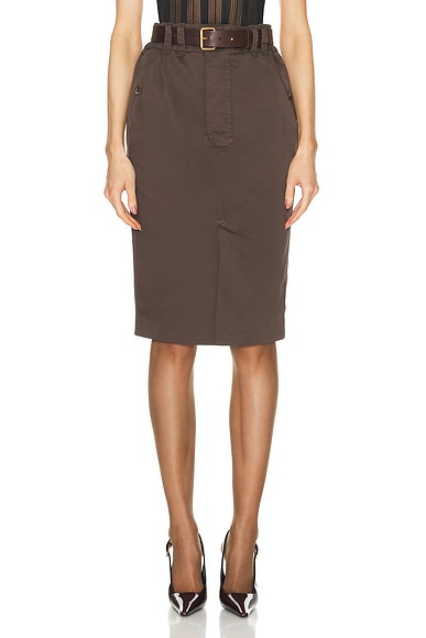 Saint Laurent Pencil Skirt in Dark Brown