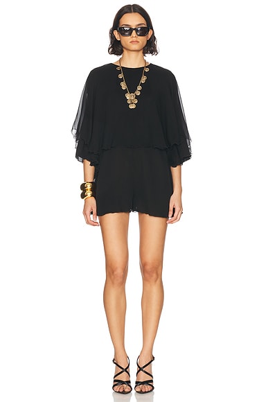 Saint Laurent Backless Romper in Noir