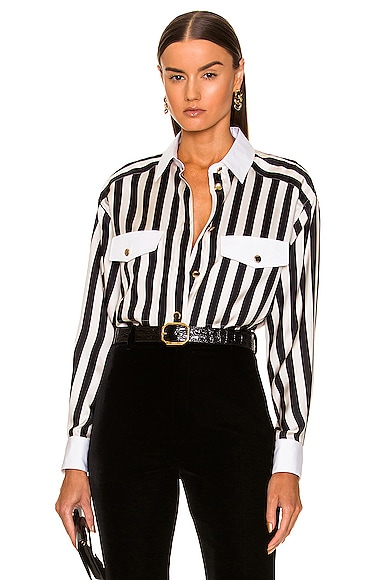 SAINT LAURENT STRIPED BUTTON DOWN SHIRT