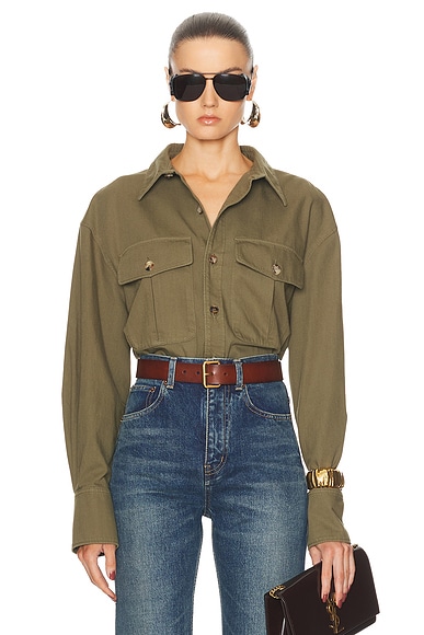 Button Up Top in Olive