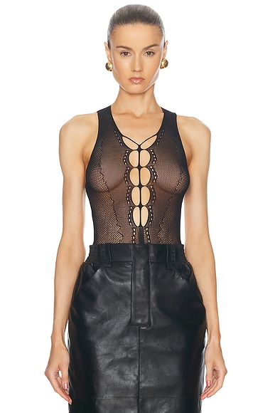 Saint Laurent Cut Out Bodysuit in Noir