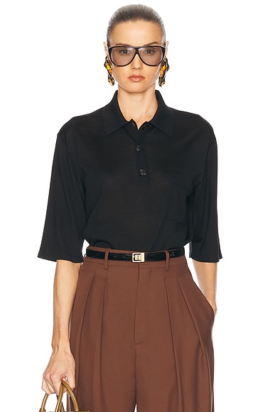 Chloé Cape Blouse In Silk Georgette in Black | Chloé US