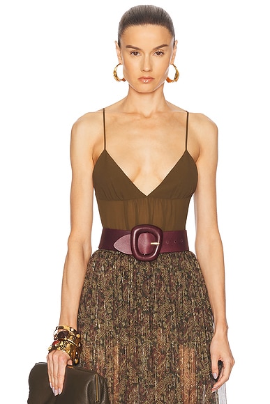 Saint Laurent Camisole Top in Vert Kaki