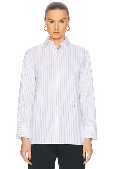 Saint Laurent Button Up Top in Craie Noir