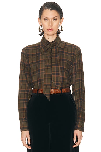 Saint Laurent Long Sleeve Top in Fakland Checks