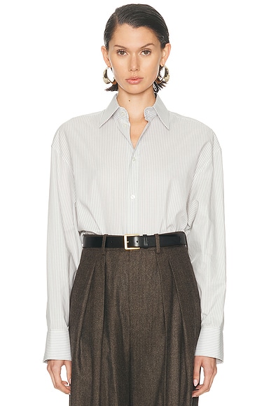 Saint Laurent Button Up Top in Blanc Gris