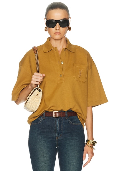 Saint Laurent Polo Top in Miel Fonce