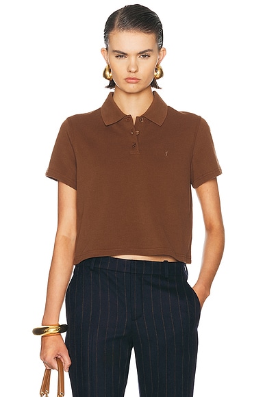 Saint Laurent Polo Top in Caramel