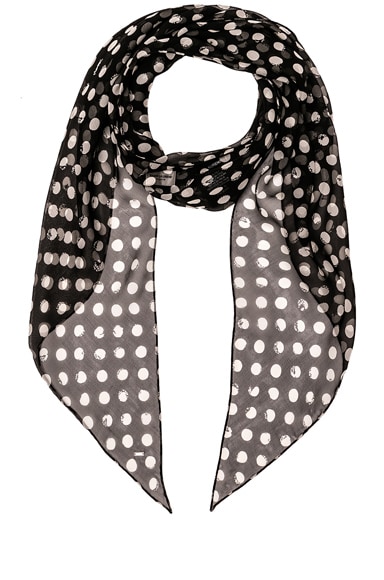 【国内発送】サンローラン スカーフ Polka-dot wool and silk Saint Laurent Silk Polka Dot Scarf in Black & White | FWRD