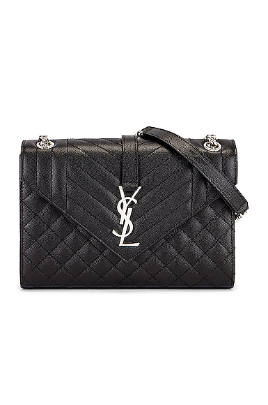 Saint Laurent Medium Envelope Chain Bag in Nero & Nero