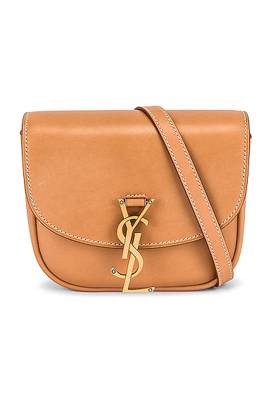 Saint Laurent Small Kaia Satchel In Brown Gold