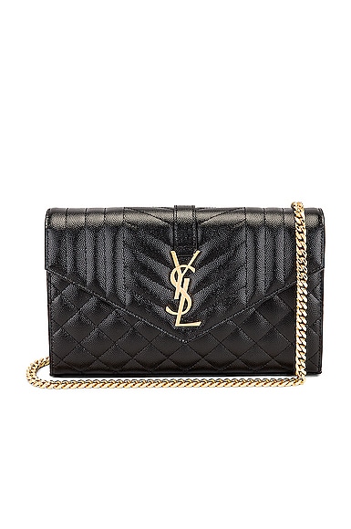 Saint Laurent Envelope Small Leather Wallet on Chain