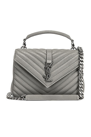 Saint Laurent Medium College Chain Bag in Stone Grey FWRD