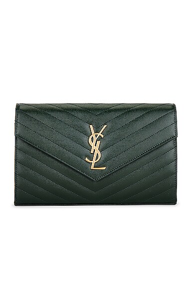 Saint Laurent Wallet on Chain Bag in Dark Green