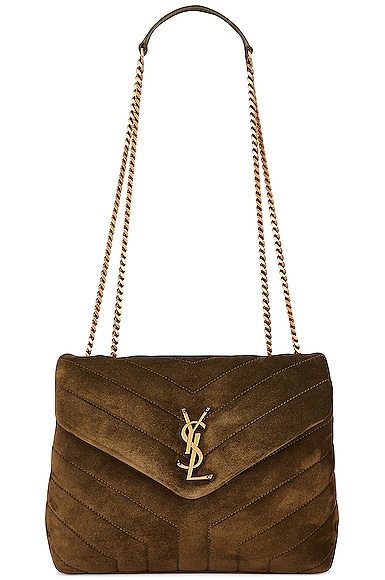 Saint Laurent Small Loulou Chain Bag In Loden Green