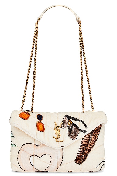 Saint Laurent Toy Puffer Bag in Poudre White & Multicolor