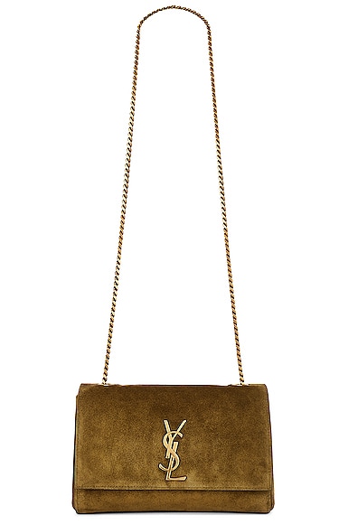 Saint Laurent Small Kate Reversible Chain Bag in Loden Green