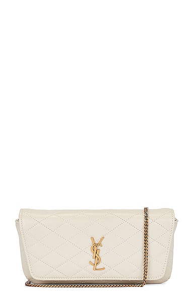 Saint Laurent Mini Gaby Phone Holder Chain Bag in Crema Soft