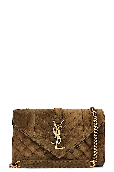 Saint Laurent Small Envelope Chain Bag in Loden Green