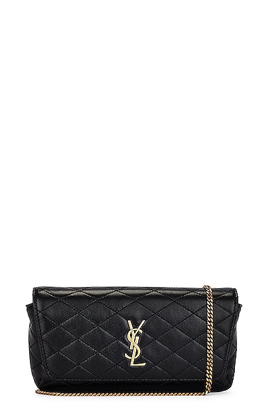 Saint Laurent Mini Gaby Quilted Leather Micro Bag-on-chain - Noir