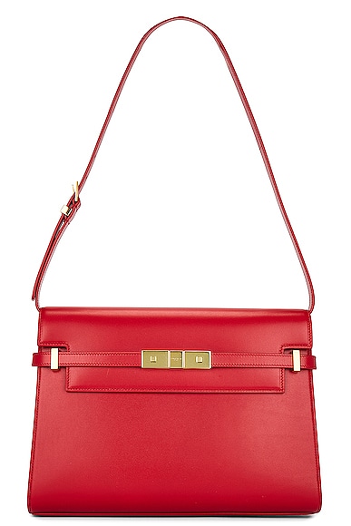 Shop Saint Laurent Manhattan Shoulder Bag In Rouge Eros