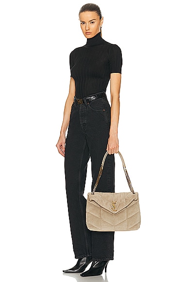 Shop Saint Laurent Medium Puffer Chain Bag In Matt Gold