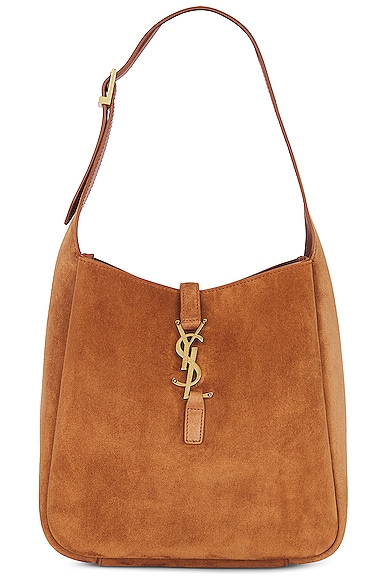 Saint Laurent Small Le 5 A 7 Hobo Bag in Brown Caramel