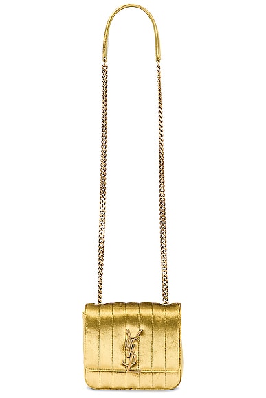 Saint Laurent Small Vicky Chain Bag in Yellow