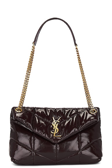 Saint Laurent Small Puffer Chain Bag In Barolo Red