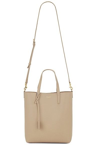 Saint Laurent Toy North South Shopping Tote Bag in Dark Beige
