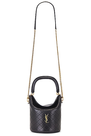 Shop Saint Laurent Mini Gaby Top Handle Bucket Bag In Noir