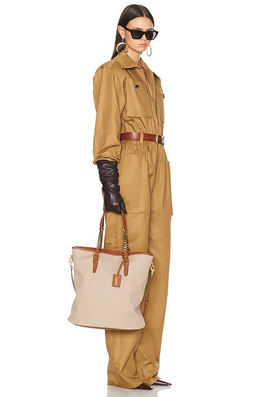 Saint Laurent Laurent Shopping Tote Bag In Desert Dust & Brick
