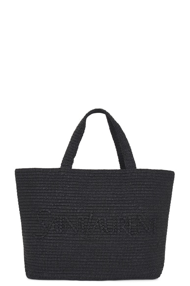 Shop Saint Laurent Supple Raffia Tote Bag In Noir