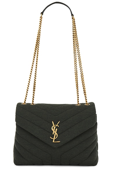 Shop Saint Laurent Small Loulou Chain Bag In Dark Vert Fonce