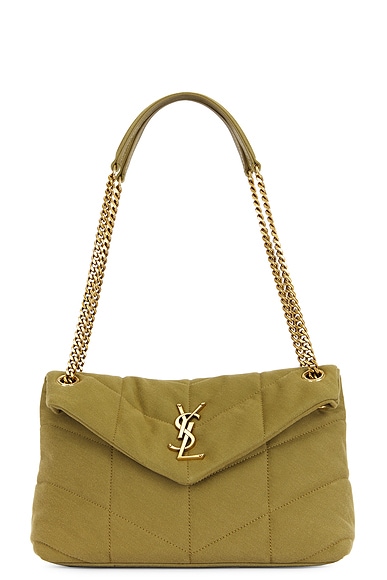 Small Puffer Chain Bag in Olive
