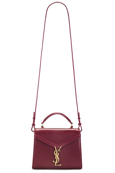 Saint Laurent Mini Cassandra Top Handle Bag in Dark Bordeaux