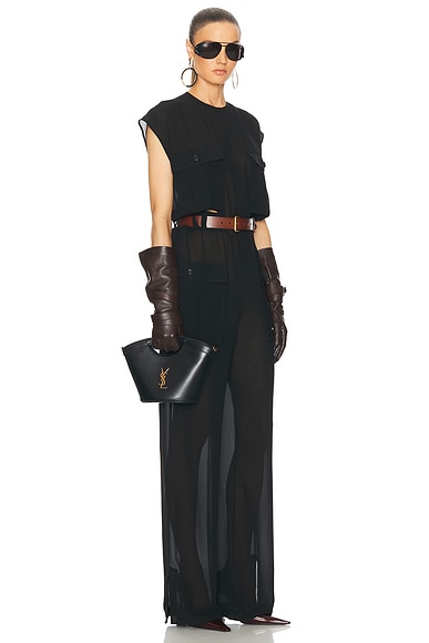 Saint Laurent Mini Tote In Smooth Leather In Nero