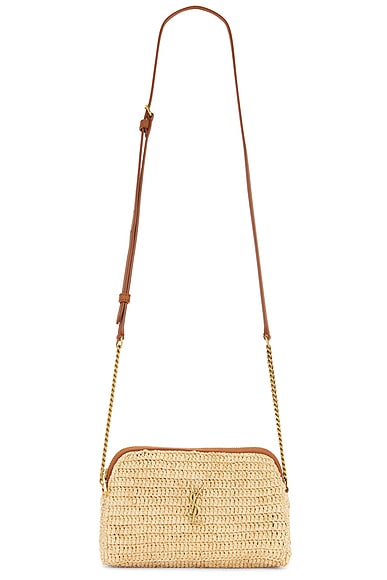 Shop Saint Laurent Gaby Zipped Pouch Chain Bag In Naturel & Brick