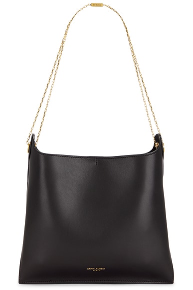 Saint Laurent Flat Shoulder Bag On Chain in Nero