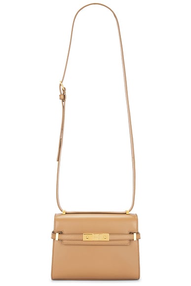 Saint Laurent Mini Manhattan Crossbody Bag in Natural Tan