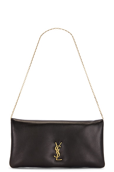 Saint Laurent Small Pouch on Chain in Nero