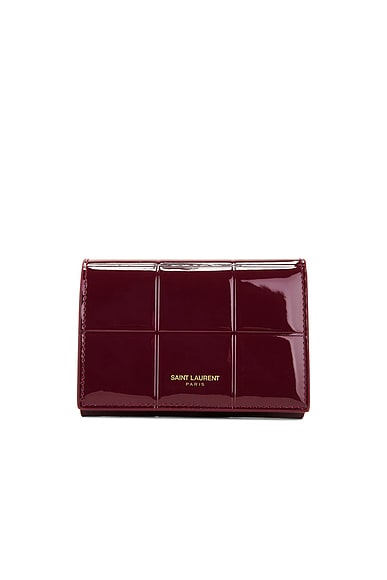 Saint Laurent Small Tri-fold Wallet in Red Grenat