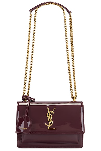 Saint Laurent Small Sunset Chain Bag in Red Wine