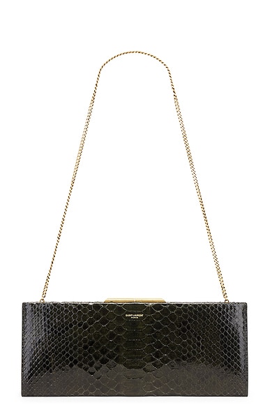 Saint Laurent Python Small Midnight Pochette Bag in Dark Treetop