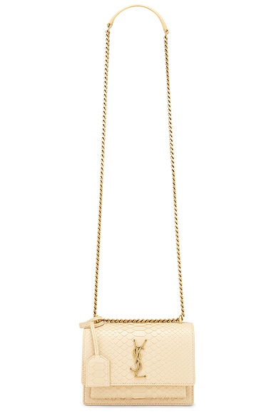 Saint Laurent Small Velvet Leather Sunset Chain Bag in Black FWRD